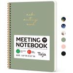 Taja Meeting Notebook for Work Organization - Work notebook with action items, Meeting Minutes Planner Notebook, Perfect Office Supplies for Men & Women - Green