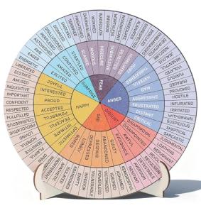 Feeling Wheel, 1PCS 6-Inch Double-Sided Emotion Wheel with Stand, Office Desk Decor, Therapist Gift for Counselor Social Worker Home Office