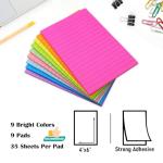 9 Pack Lined Sticky Notes 4x6 in Post Sticky Notes with Lines, 9 Bright Colors Self Sticky Notes Pad Its, Large Ruled Sticky Note for Office, Home, 35 Sheets/Pad