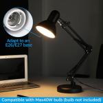 TORCHSTAR Metal Desk Lamp with Clamp, Swing Arm, Architect Adjustable Gooseneck Table Lamp, Clip Desk Lights for Home Office, Work, Study, Reading, E26 Base, Multi-Joint, Black