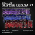 Rii Gaming Keyboard and Mouse Set, 3-LED Backlit Mechanical Feel Business Office Keyboard, Colorful Breathing Backlit Mouse for Working or Primer Gaming, Office Device (RK108)