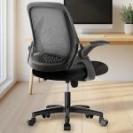 NEO CHAIR Office Desk Computer Gaming Ergonomic Chair with Lumbar Back Support Adjustable Height Swivel Wheels Flip-up Arms Mesh Chair for Home or Office (Black)