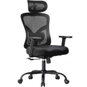 NOBLEWELL Ergonomic Office Chair with Padded Lumbar Support, 2D Headrest, Adjustable Armrests, Upgraded Contoured Seat Cushion, 130° Rocking Tilt, Computer Gaming Chair for Home Office