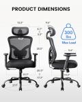 NOBLEWELL Ergonomic Office Chair with Padded Lumbar Support, 2D Headrest, Adjustable Armrests, Upgraded Contoured Seat Cushion, 130° Rocking Tilt, Computer Gaming Chair for Home Office