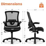 NEO CHAIR Office Desk Chair Computer High Back Mesh Gaming Seat with Ergonomic Adjustable Comfy Flip-up Armrests Lumbar Support Height for Home (Black)
