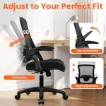 NEO CHAIR Office Desk Chair Computer High Back Mesh Gaming Seat with Ergonomic Adjustable Comfy Flip-up Armrests Lumbar Support Height for Home (Black)