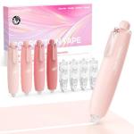 Four Candies Refillable Retractable White Correction Tape, 4PCS Smooth White Pull-Out Tape with 4 Extra Refills, Easy to Use Applicator for Instant Corrections for Office, School Supplies (Pink)