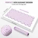 Leather Desk Pad, Desk Mat Mouse Pad, Non-Slip Mousepad Waterproof PU Table Cover Blotter for Computer Laptop Extra Large Keyboard Mat for Women Girl Office Home Dorm,Pink Scalloped Checkered