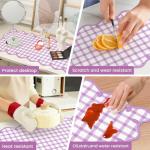 Leather Desk Pad, Desk Mat Mouse Pad, Non-Slip Mousepad Waterproof PU Table Cover Blotter for Computer Laptop Extra Large Keyboard Mat for Women Girl Office Home Dorm,Pink Scalloped Checkered