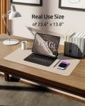 YSAGi Leather Desk Pad Protector, Office Desk Mat, Large Mouse Pad, Non-Slip PU Leather Desk Blotter, Waterproof Laptop Desk Writing Pad for Office and Home (23.6" x 13.8", Eggshell)