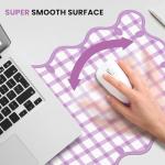 Leather Desk Pad, Desk Mat Mouse Pad, Non-Slip Mousepad Waterproof PU Table Cover Blotter for Computer Laptop Extra Large Keyboard Mat for Women Girl Office Home Dorm,Pink Scalloped Checkered