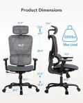 HUANUO Ergonomic Mesh Office Chair with 5-Level Lumbar Support, Computer Gaming Chair with Adjustable Headrest & Armrests, Rocking Tilt, Comfortable High Back Desk Chair for Home Office