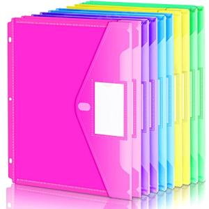 Forvencer Binder Pocket, 10 Pack Super Heavyweight Plastic Folders with Tight Closure, Folders with Pockets Side Loading, Binder Organizer, Binder Dividers with Pockets, Letter Size, Assorted Colors