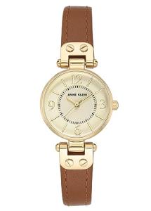 Anne Klein Women's Gold-Tone Champagne Leather Watch