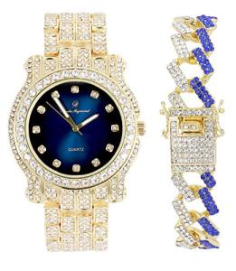 Charles Raymond Silver Bling Men’s Watch & Bracelet