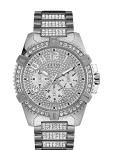GUESS Silver-Tone Crystal Bracelet Watch
