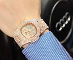 Rose Gold Crystal Diamond Big Face Quartz Watch
