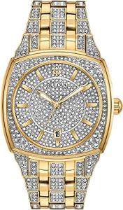 Bulova Gold Tone Crystal Men’s Quartz Watch 98B323