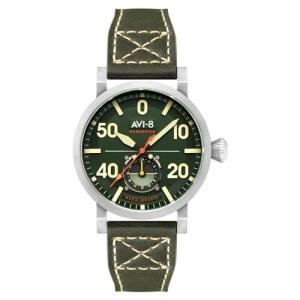 AVI-8 Dambuster Chadwick Green Leather Strap Watch