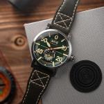AVI-8 Dambuster Chadwick Green Leather Strap Watch