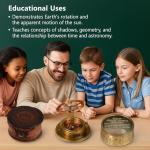 Vintage Brass Sundial Compass with Leather Case