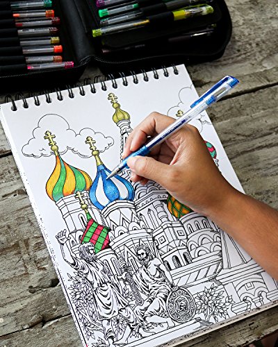 World Travel Adult Coloring Book with 50 Designs