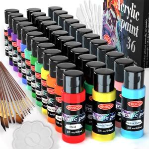 36 Color Acrylic Paint Set with Brushes - 55PCS