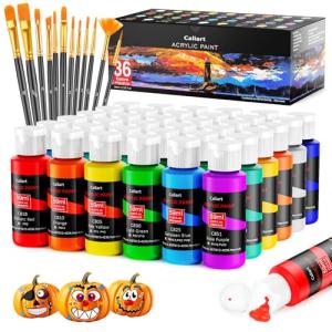 Caliart 36-Color Acrylic Paint Set with Brushes