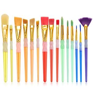 15-Piece Colorful Paint Brushes Set for Artists
