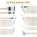 32 PCS Paint Brush Set for All Mediums