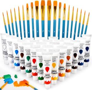 Vibrant Acrylic Paint Set with Art Brushes