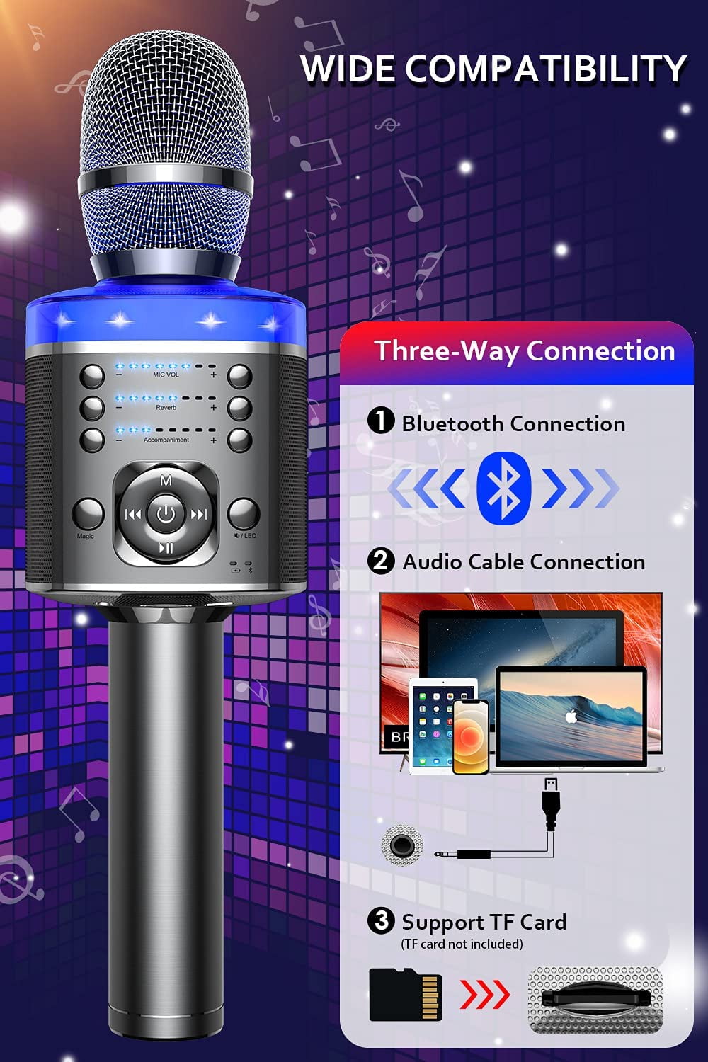 Bluetooth Karaoke Microphone with Voice Changer