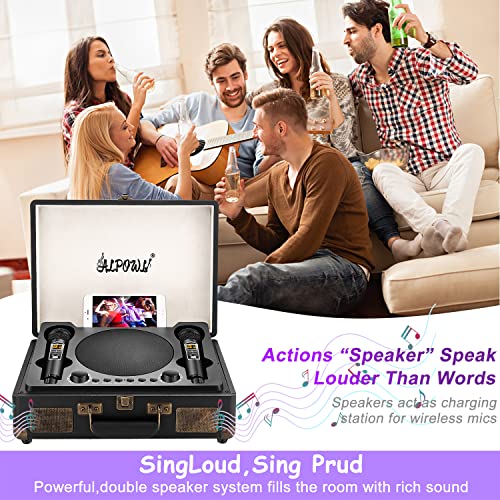 ALPOWL Portable Karaoke Machine with 2 Microphones