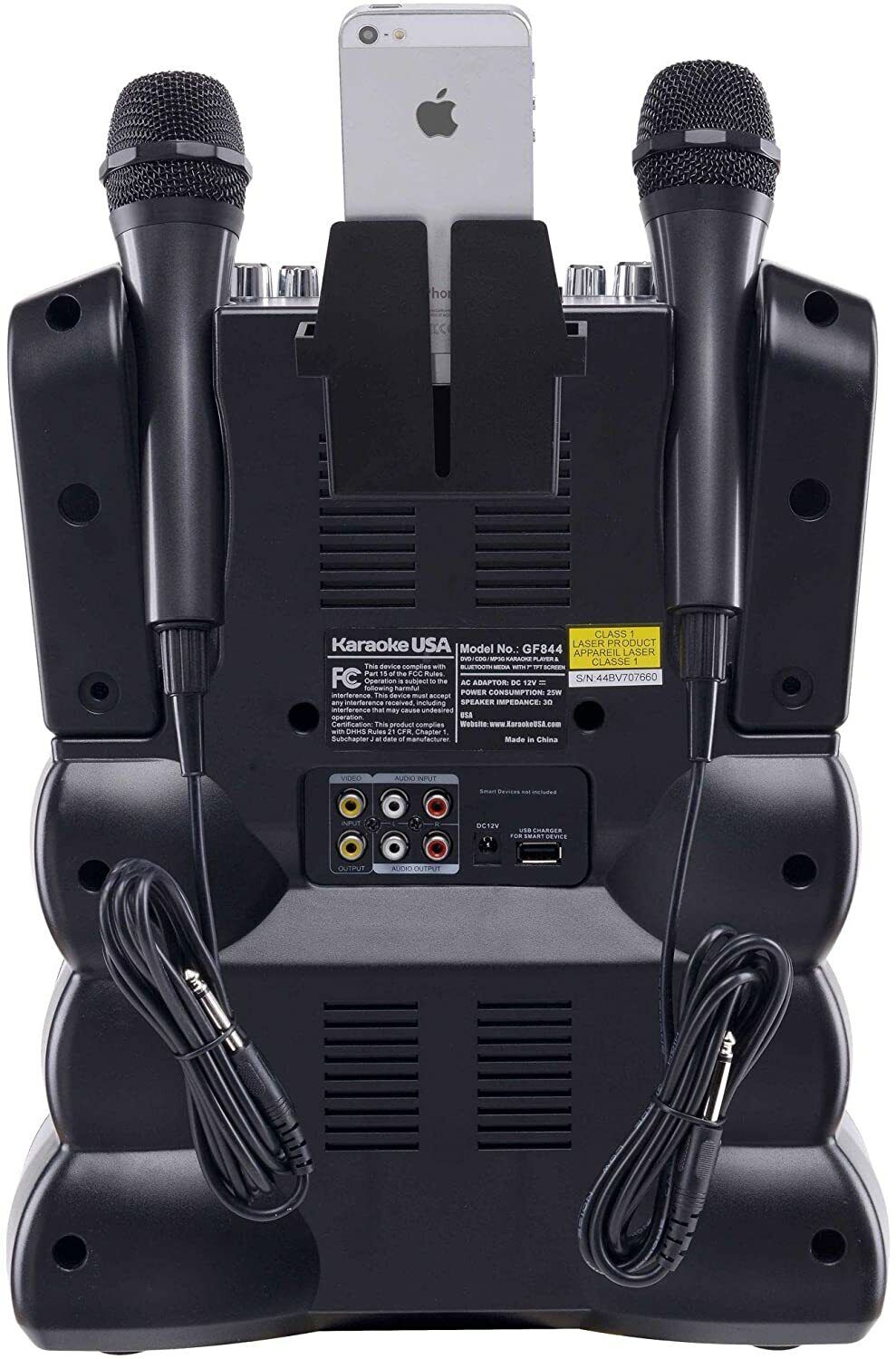 Karaoke USA Bluetooth Portable Karaoke Machine with Microphones