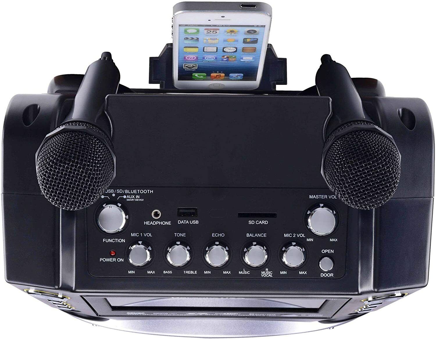Karaoke USA Bluetooth Portable Karaoke Machine with Microphones