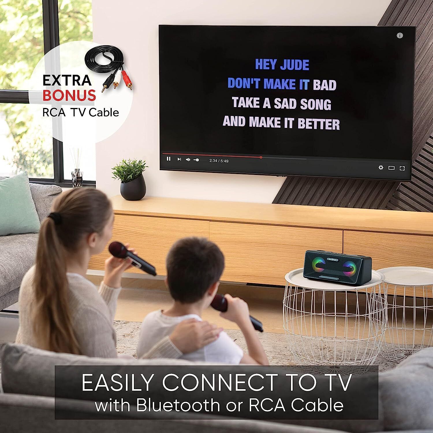 Masingo Karaoke Machine with 2 Wireless Microphones