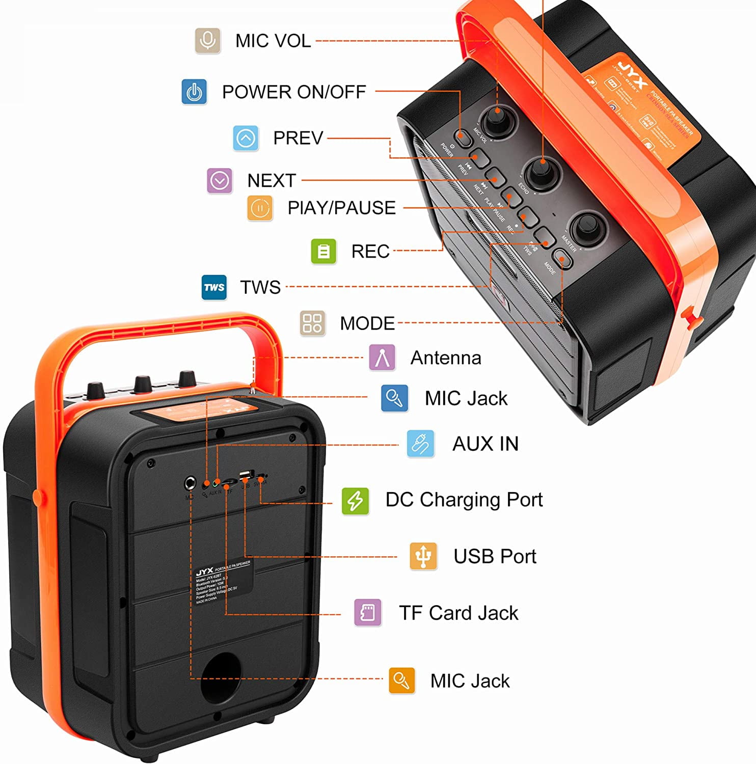 JYX Portable Karaoke Machine with Bluetooth Microphone