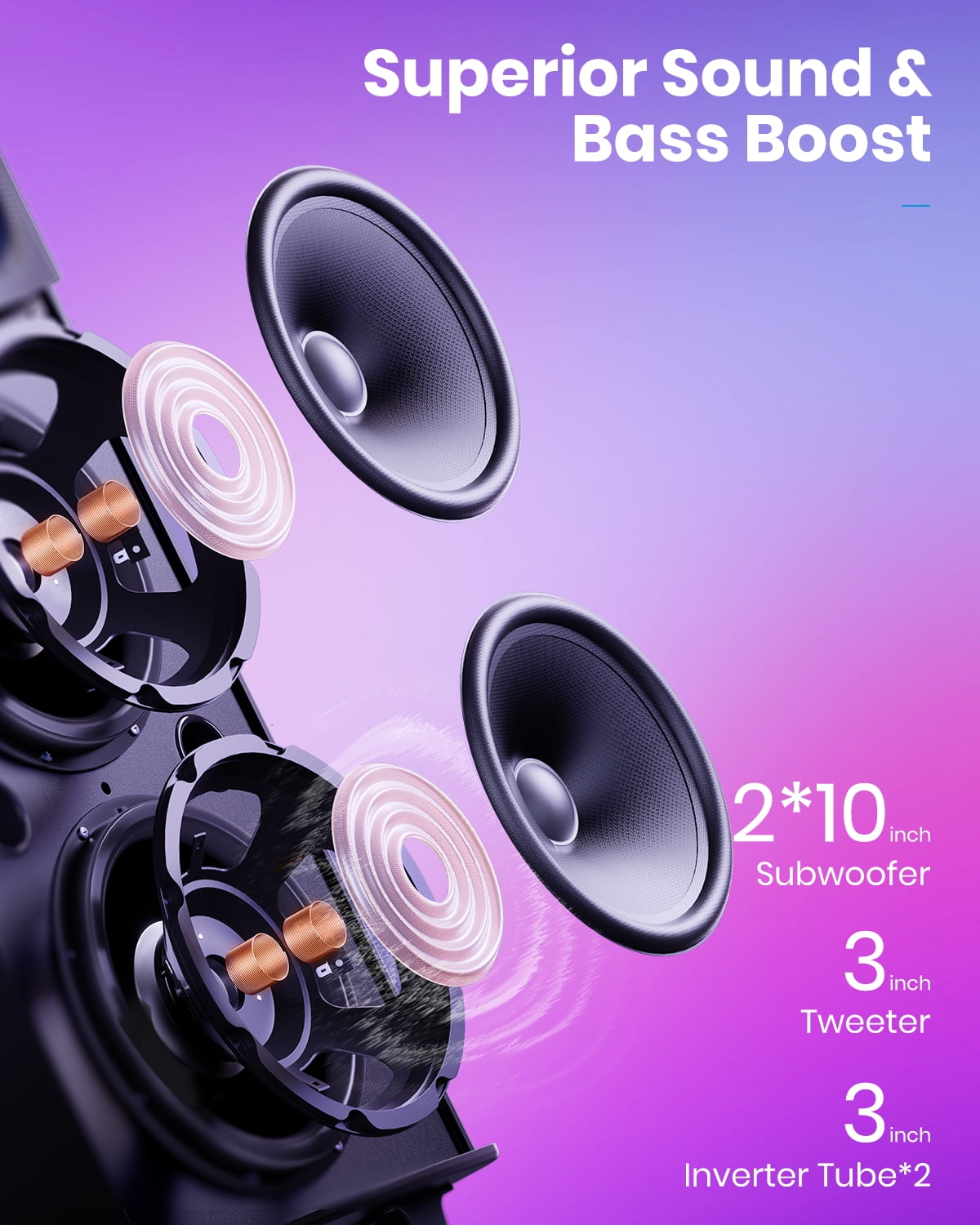 Moukey Karaoke Speaker with Dual 10" Woofers