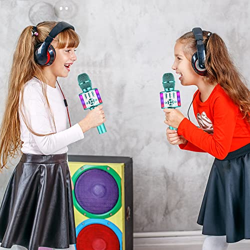 Kids Bluetooth Karaoke Microphone with LED Lights