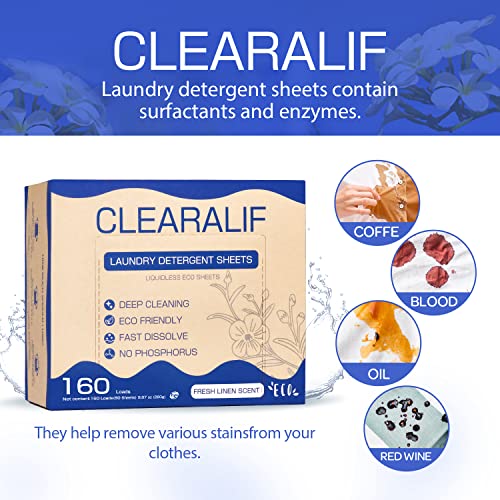 CLEARALIF Eco-Friendly Laundry Detergent Sheets - 160 Loads