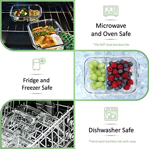 EcoPreps Glass Bento Box with Bamboo Lids - 3 Pack