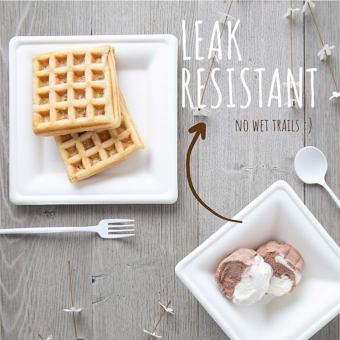 Eco-Friendly Heavy Duty Square Plates, 60-Pack