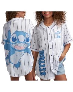 Disney Womens Baseball Jersey - Mickey Mouse Lightning McQueen Marie, Lilo and Stitch Womens Baseball Shirt, Size Medium, Lilo & Stitch