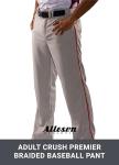 Alleson Athletic Men's Crush Premier Braided Baseball Pant, White/Black, Medium