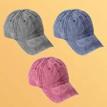 MEINICY 3 Packs Washed-Cotton Plain Baseball Cap, Vintage Adjustable Dad Hats Gift for Men/Women,Unstructured