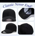 Gelante Adult Plain Baseball Cap Hat Classic Adjustable Size for All Seasons. 20-001-Black-1PC