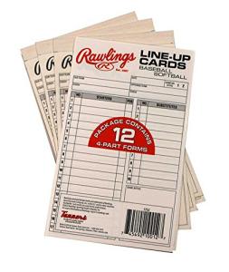 Rawlings | SYSTEM-17 Lineup Card Refill Pack | Baseball/Softball | Four-Part Lineup Cards