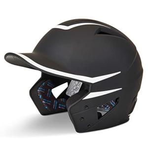 CHAMPRO HX Legend Plus Performance Baseball Batting Helmet with Removeable Jaw Guard in Two-Tone Color Matte Finish, HXM2BJ, Black, White, Junior Medium