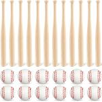 Libima 24 Pcs Mini Baseball Bats Mini Foam Sports Balls 8" Unfinished Wood Ball Bats 2" Foam Baseballs Small Party Favors for Sports DIY Craft