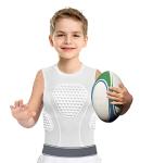 Cabasse Youth Padded Protective Shirt, Chest Rib Protector Heart Guard Sternum Shirt for Football Paintball Baseball (White, Medium)